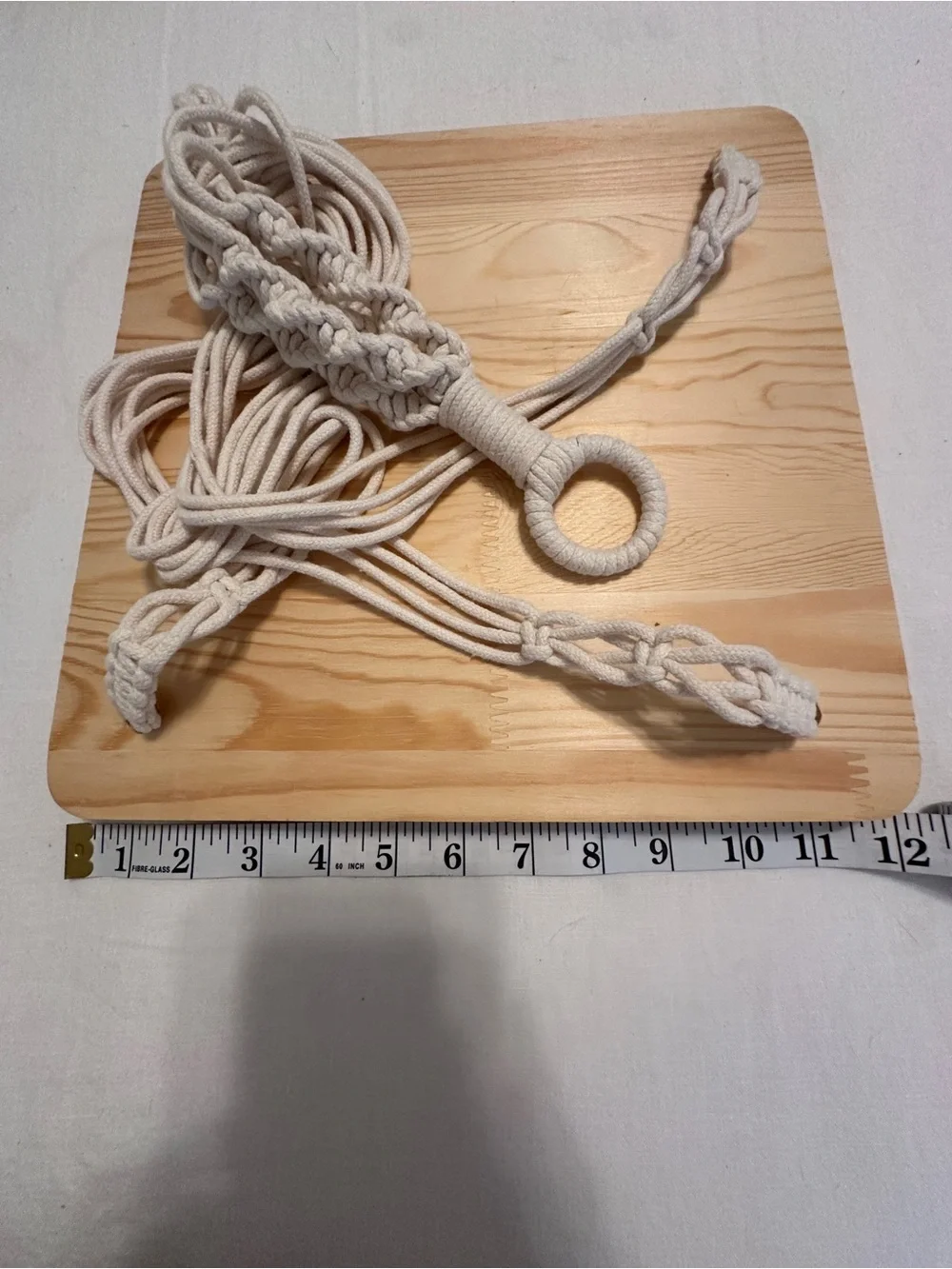Wooden Hanging Swing Seat with Cream Rope